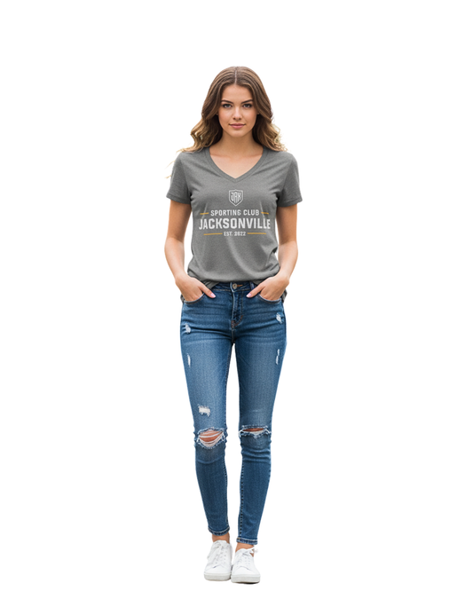 Women's Gray SJAX V-Neck Tee