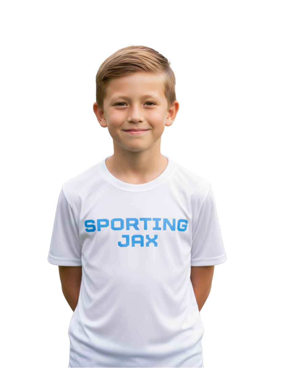 Performance White Text Short-Sleeve