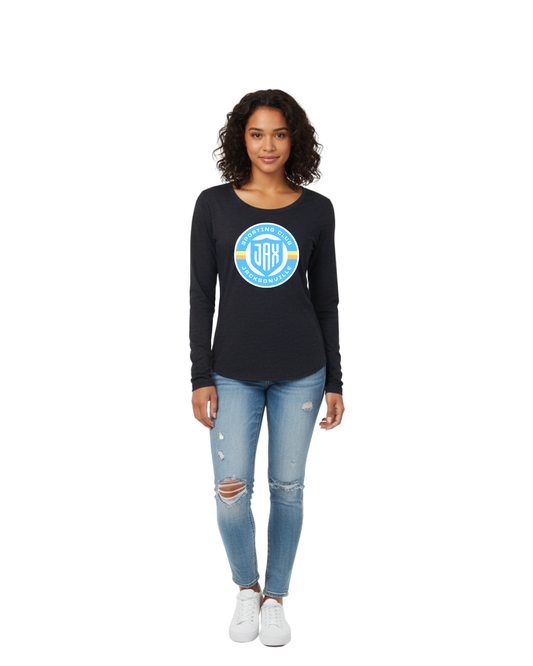 Women's LS Navy Tri-Blend Primary Logo