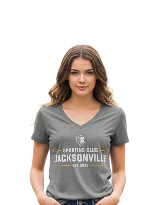 Women's Gray SJAX V-Neck Tee