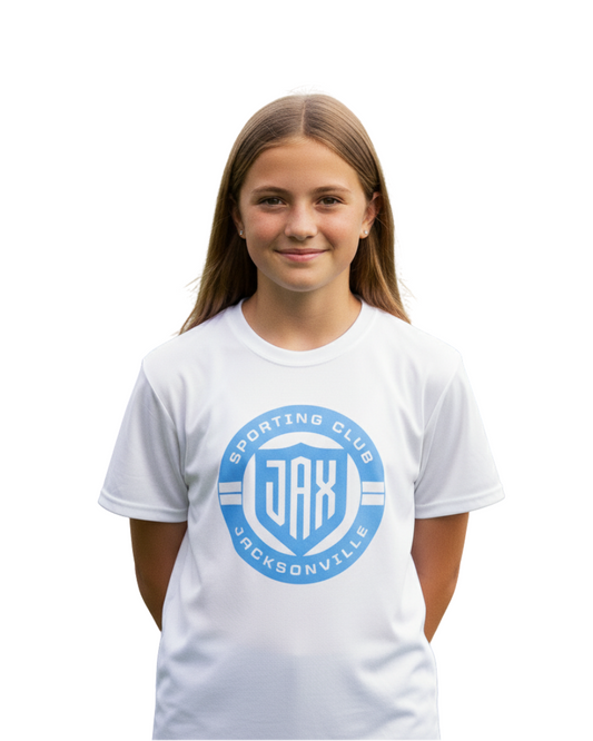 Youth Girls White Crest Tee