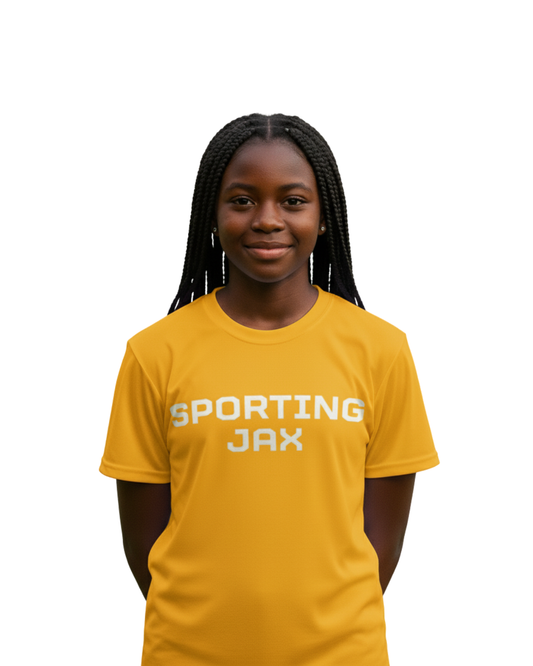 Youth Girls Gold Sporting JAX Shield Tee