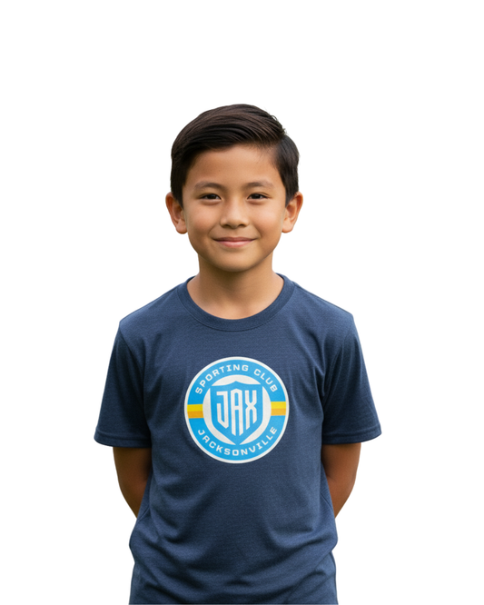 Youth SS Navy Tri-Blend Primary Logo