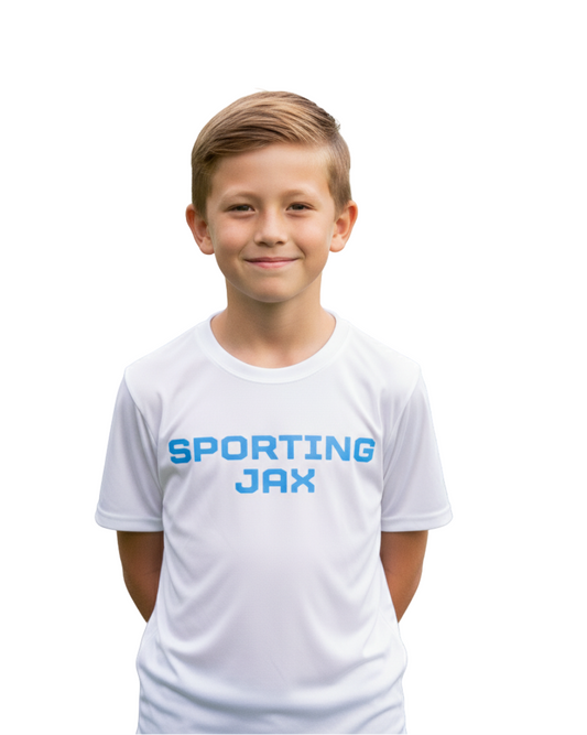 Performance White Text Short-Sleeve