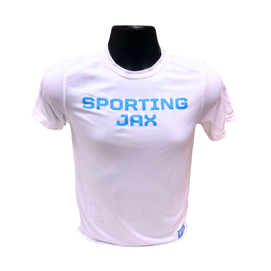 Performance White Text Short-Sleeve