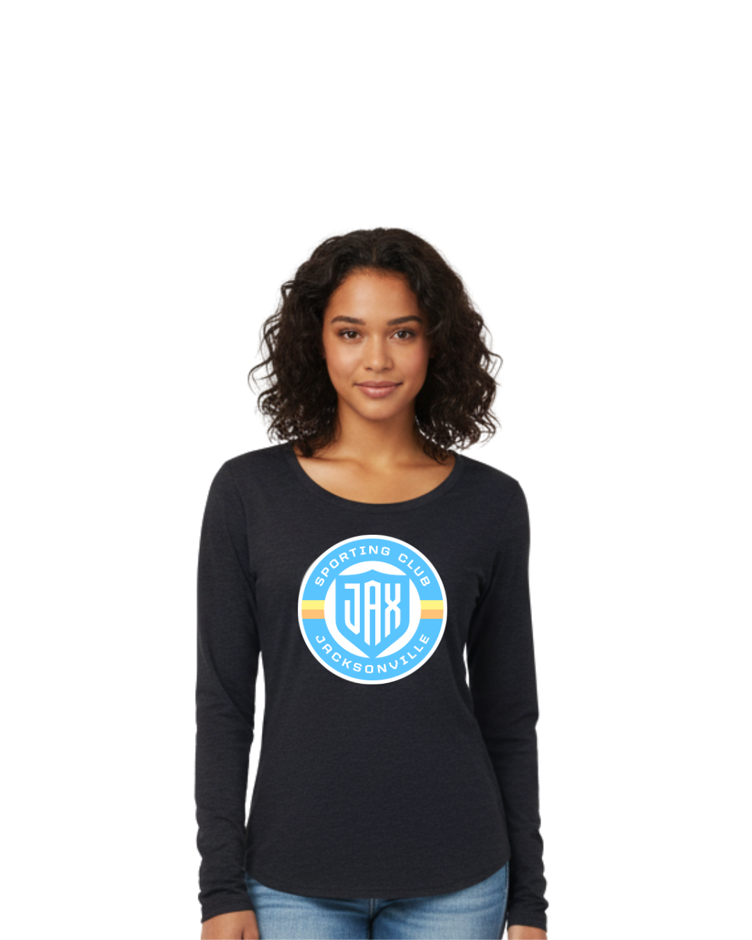 Women's LS Navy Tri-Blend Primary Logo