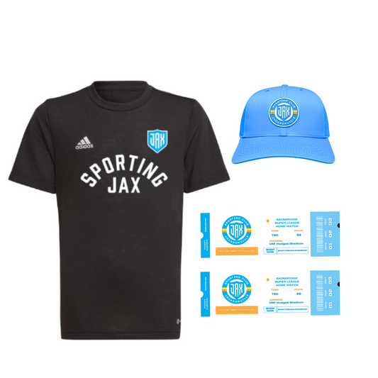 BLACK FRIDAY MATCH PACK (YOUTH) ADIDAS T-SHIRT + HAT + 2 SUPER LEAGUE TICKETS BUNDLE