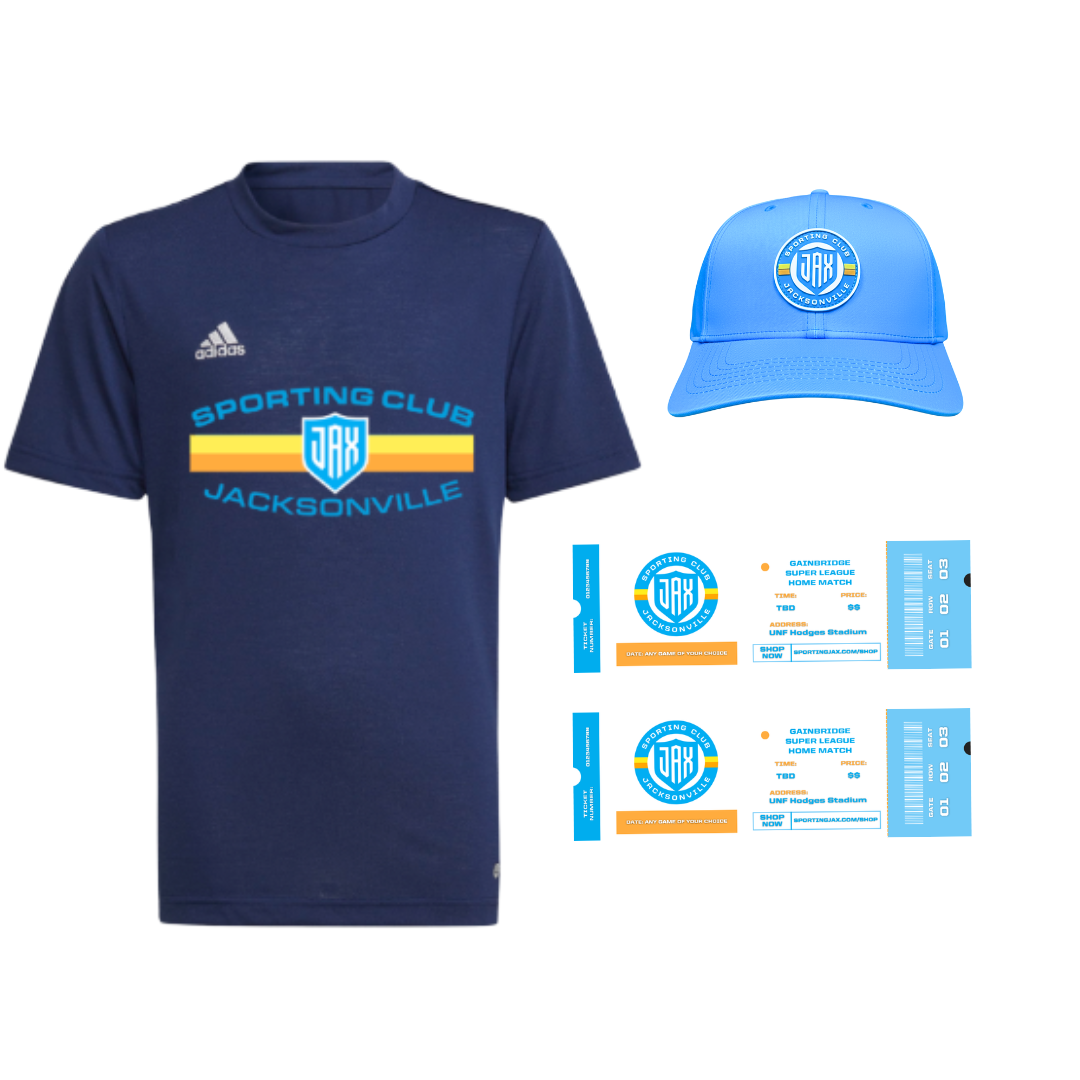 BLACK FRIDAY MATCH PACK (YOUTH) ADIDAS T-SHIRT + HAT + 2 SUPER LEAGUE TICKETS BUNDLE